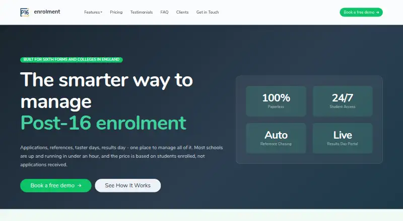 The P16 Enrolment homepage