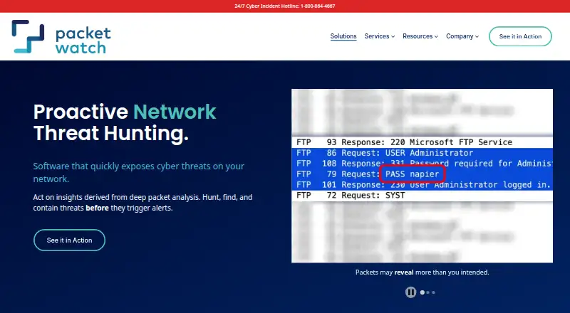 The PacketWatch homepage