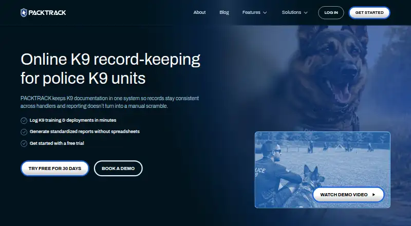 The PACKTRACK homepage