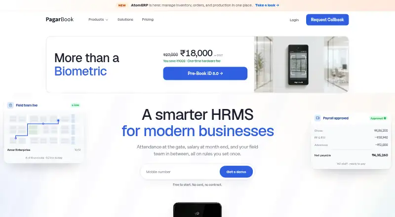The PagarBook homepage