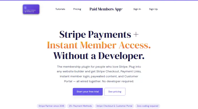 The Paid Members App homepage