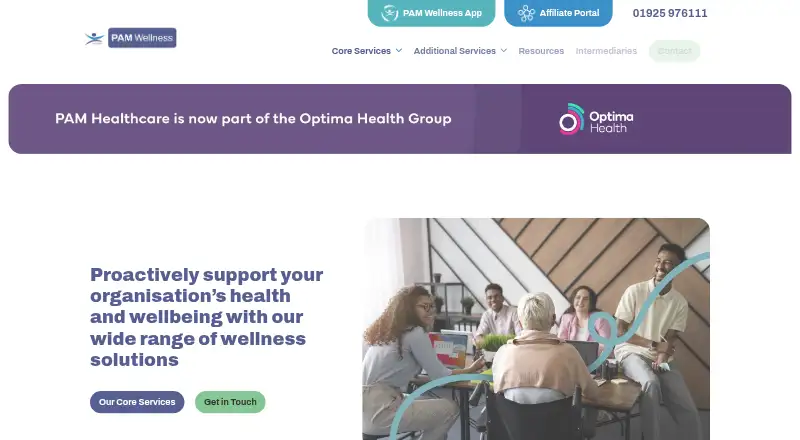 The PAM Wellbeing homepage