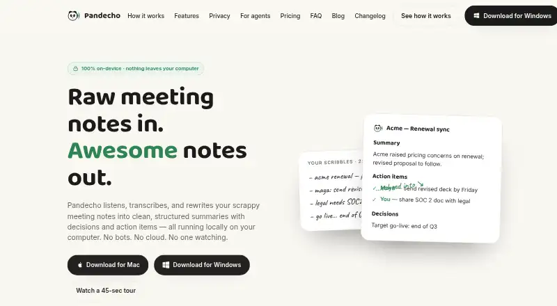 The Pandecho homepage