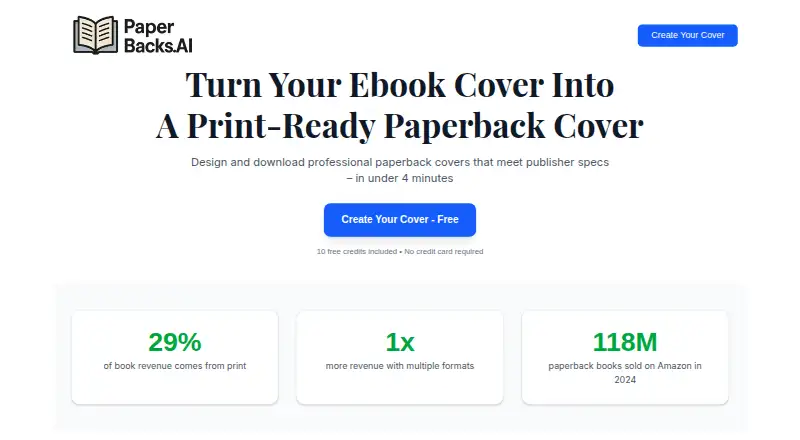The Paperbacks.AI homepage