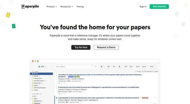 The Paperpile homepage