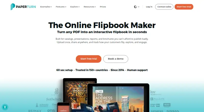 The Paperturn homepage