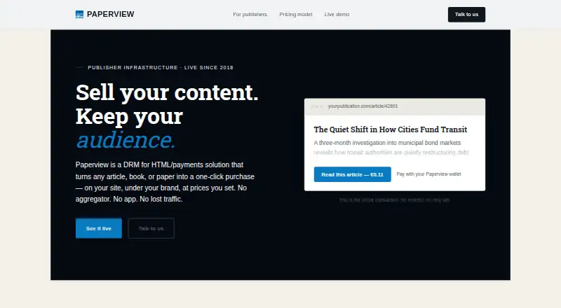 The Paperview homepage
