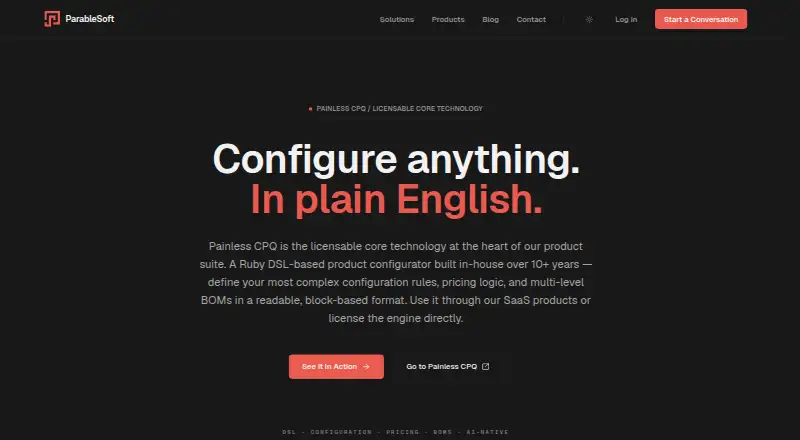 The Painless CPQ homepage