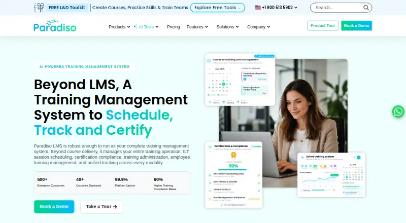 The Paradiso LMS homepage