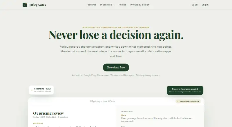 The Parley Notes homepage