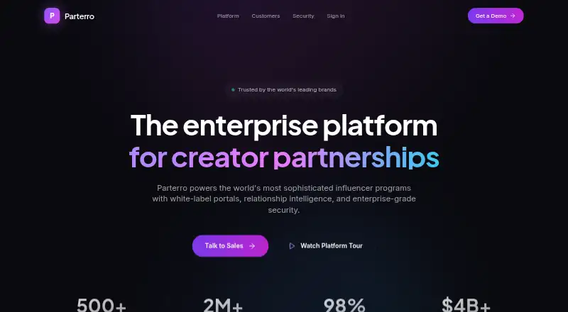 The Parterro homepage