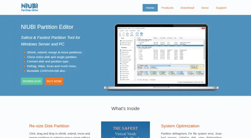 The NIUBI Partition Editor homepage