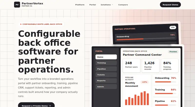 The PartnerVertex homepage
