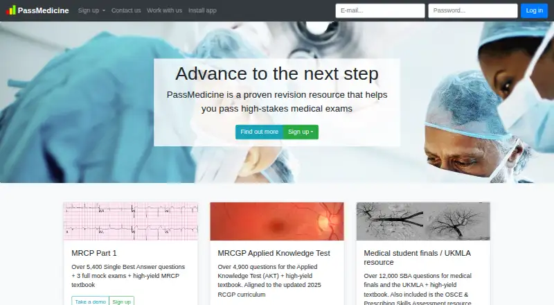 The PassMedicine homepage