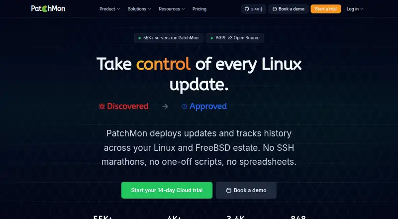 The PatchMon homepage