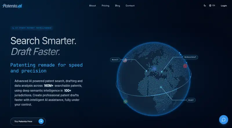 The Patenta.ai homepage