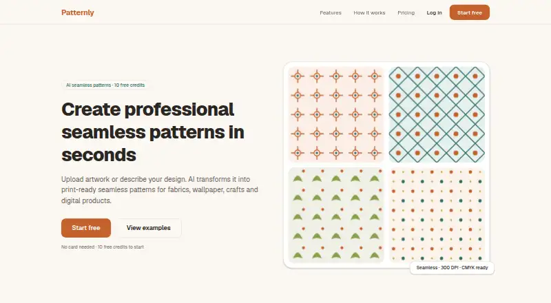 The Patternly homepage