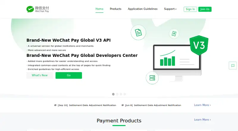 The Weixin Pay homepage
