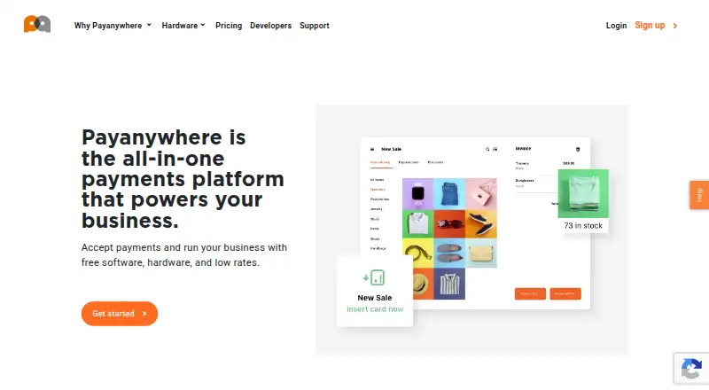 The PayAnywhere homepage