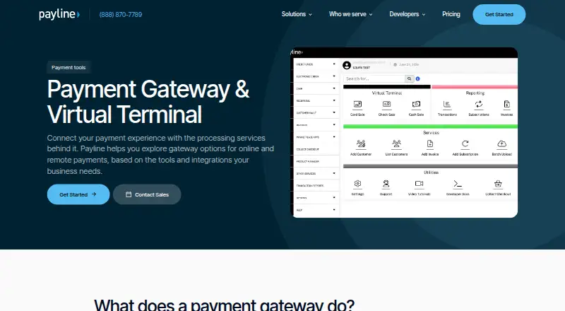 The Payline Virtual Terminal homepage