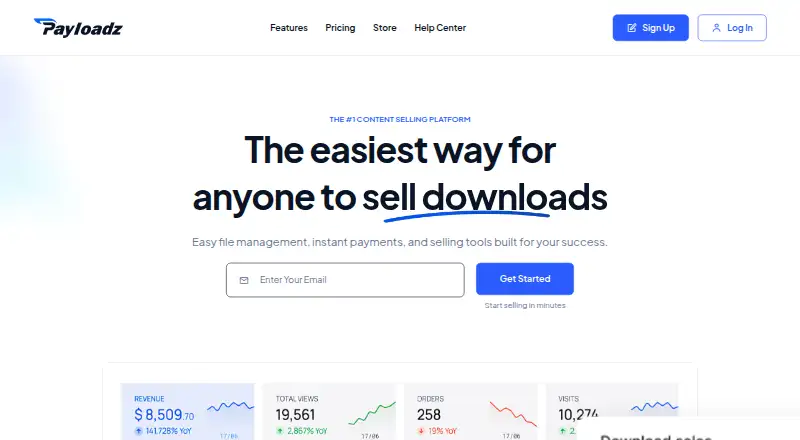 The PayLoadz homepage