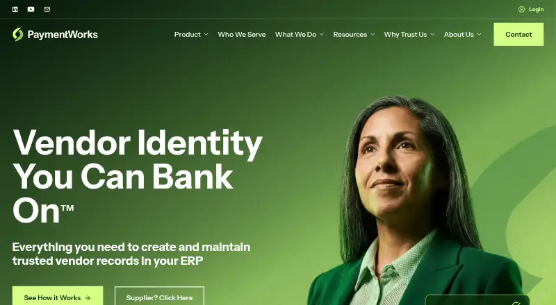 The PaymentWorks homepage