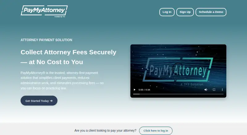 The PayMyAttorney homepage