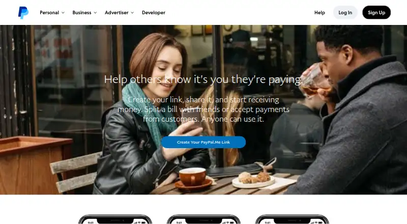 The PayPal.Me homepage