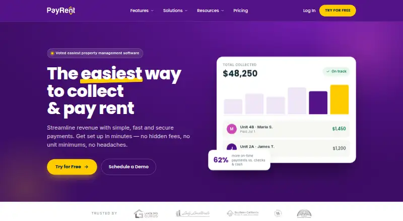The PayRent homepage