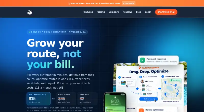 The Paythepoolman homepage