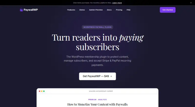 The PaywallWP homepage