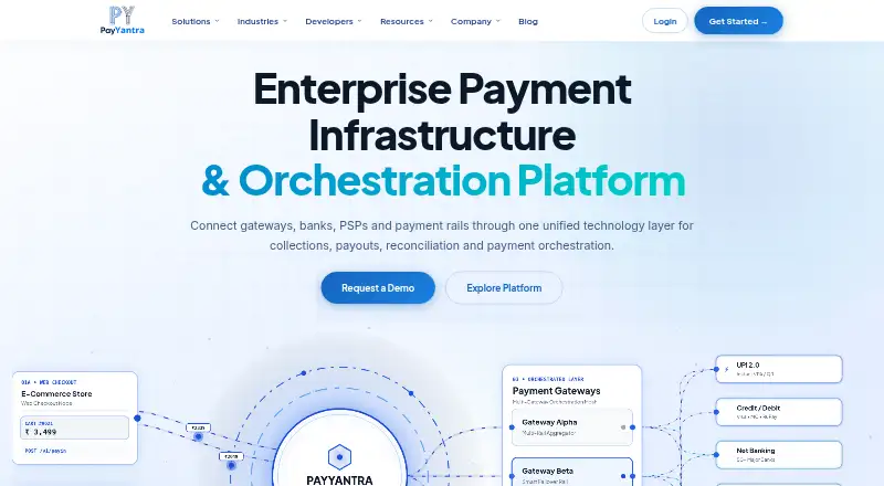 The PayYantra homepage