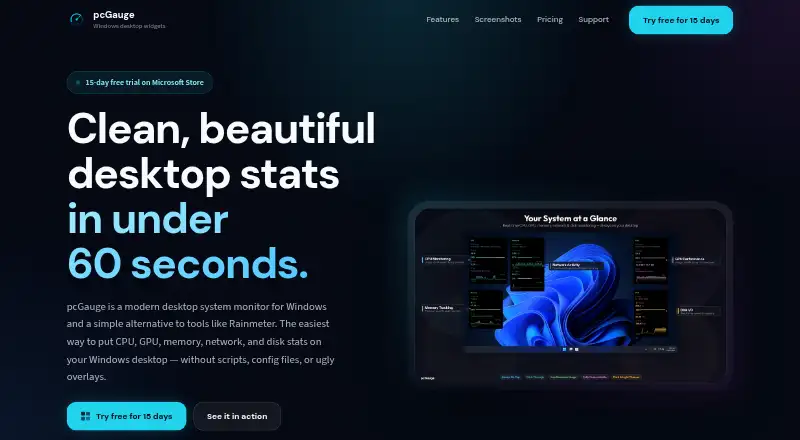 The pcGauge homepage