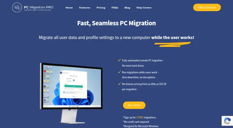 The PC Migration Pro homepage