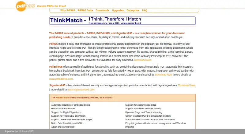 The PDF995 homepage