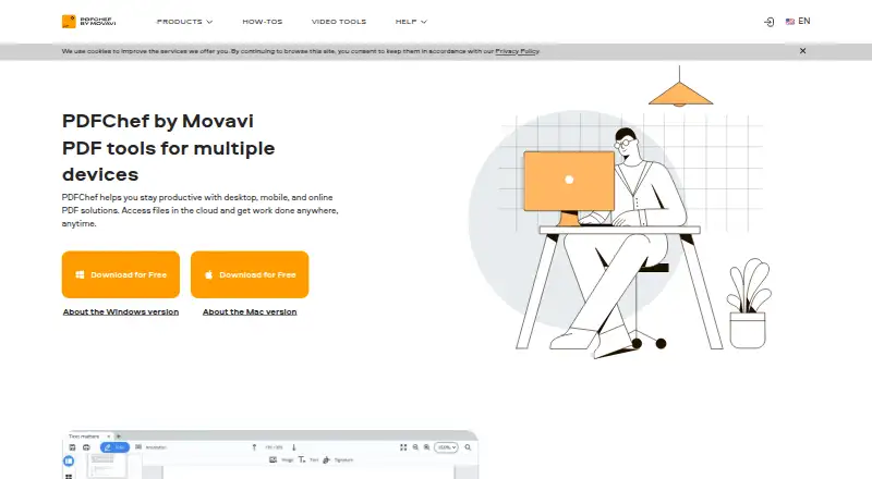 The PDFChef by Movavi homepage
