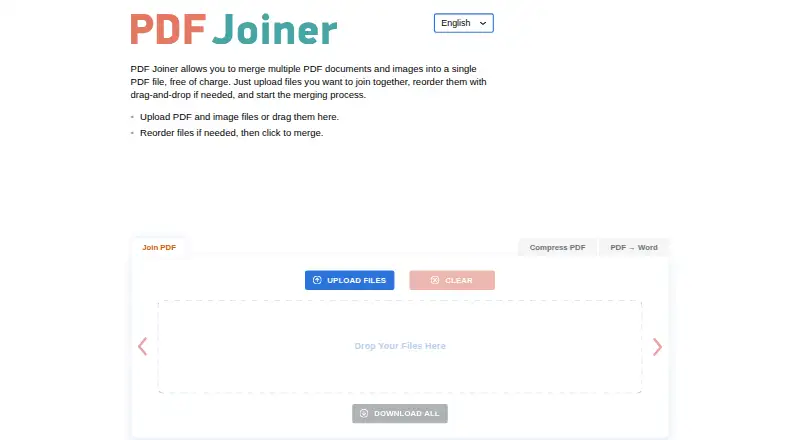The PDF Joiner homepage