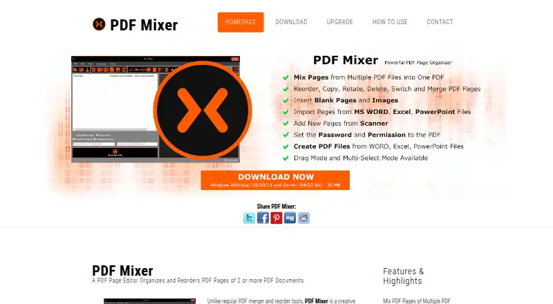 The PDF Mixer homepage