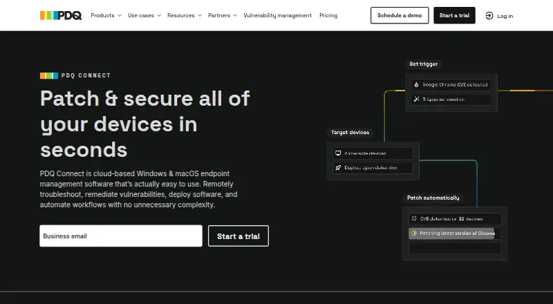 The PDQ Connect homepage