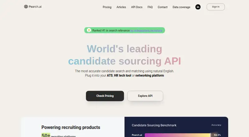 The Pearch AI homepage