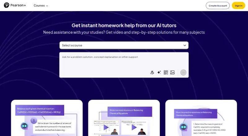 The Pearson AI Tutor homepage