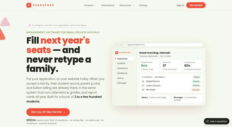 The Pearspark homepage