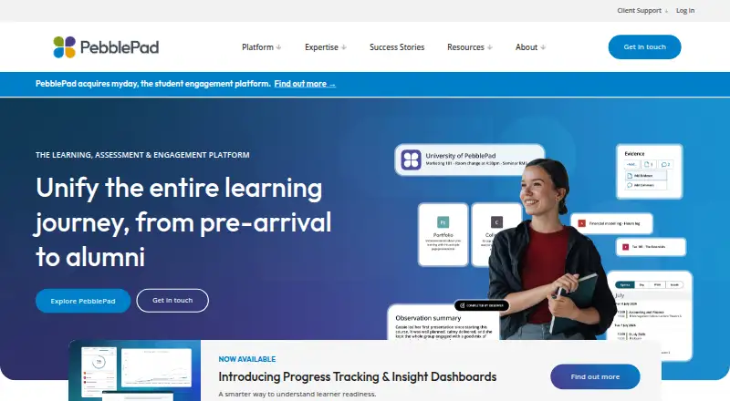 The PebblePad homepage