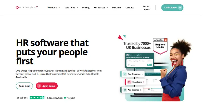The PeopleHR homepage