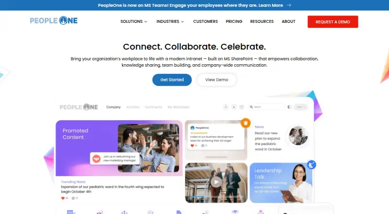 The PeopleOne homepage