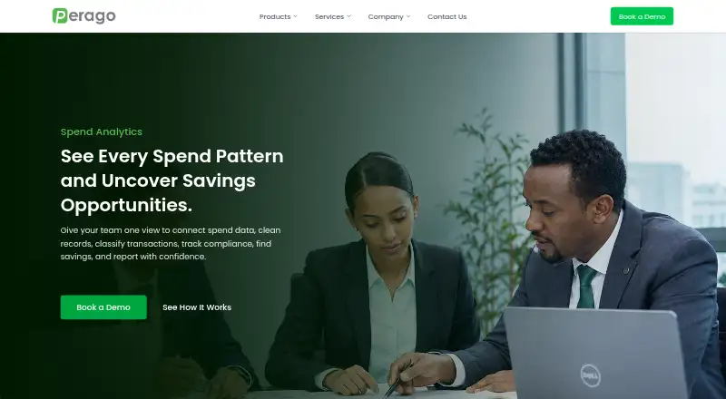 The Perago Spend Analytics homepage