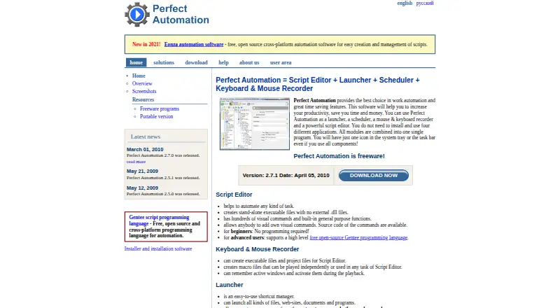 The Perfect Automation homepage