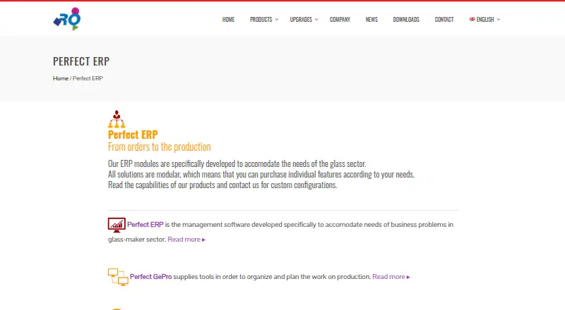 The Perfect ERP homepage