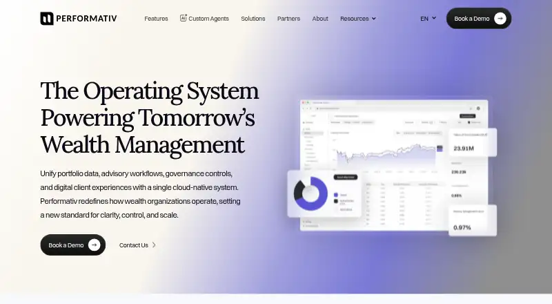 The Performativ homepage