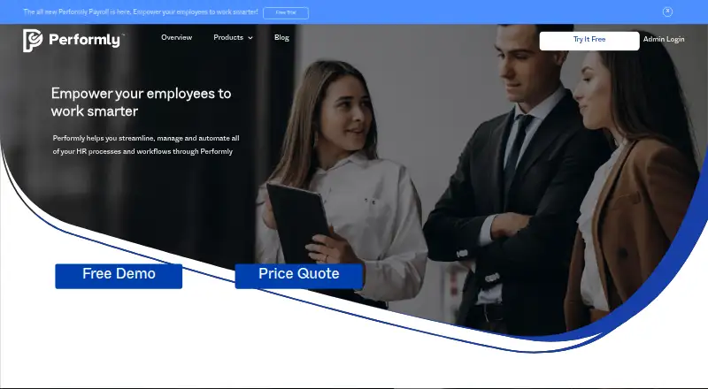 The Performly homepage